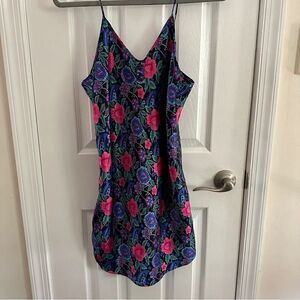 Inner Most Vintage Floral Satin Nighty Slip Dress Size Small